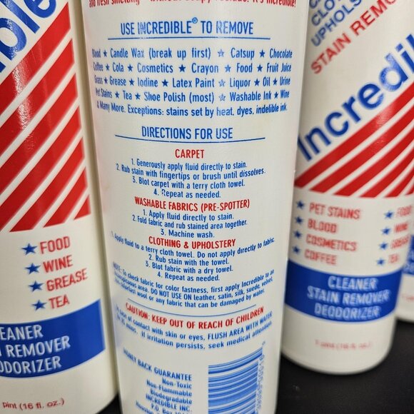 Incredible Stain Remover Cleaner 6 Carpet Upholstery Pet Stains Deodorizer 16oz - Picture 8 of 10